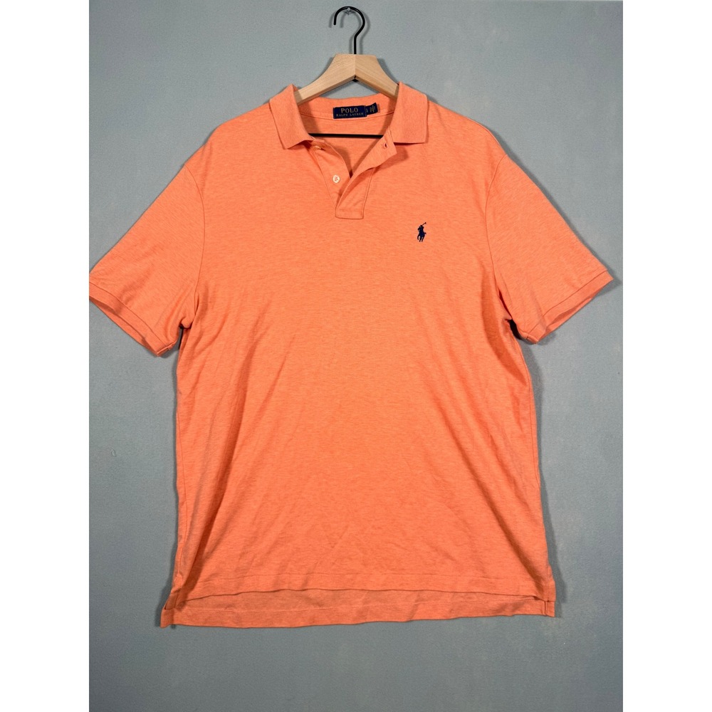 Polo Ralph Lauren Mens Large Orange Heather Short Sleeve Cotton Polo Shirt